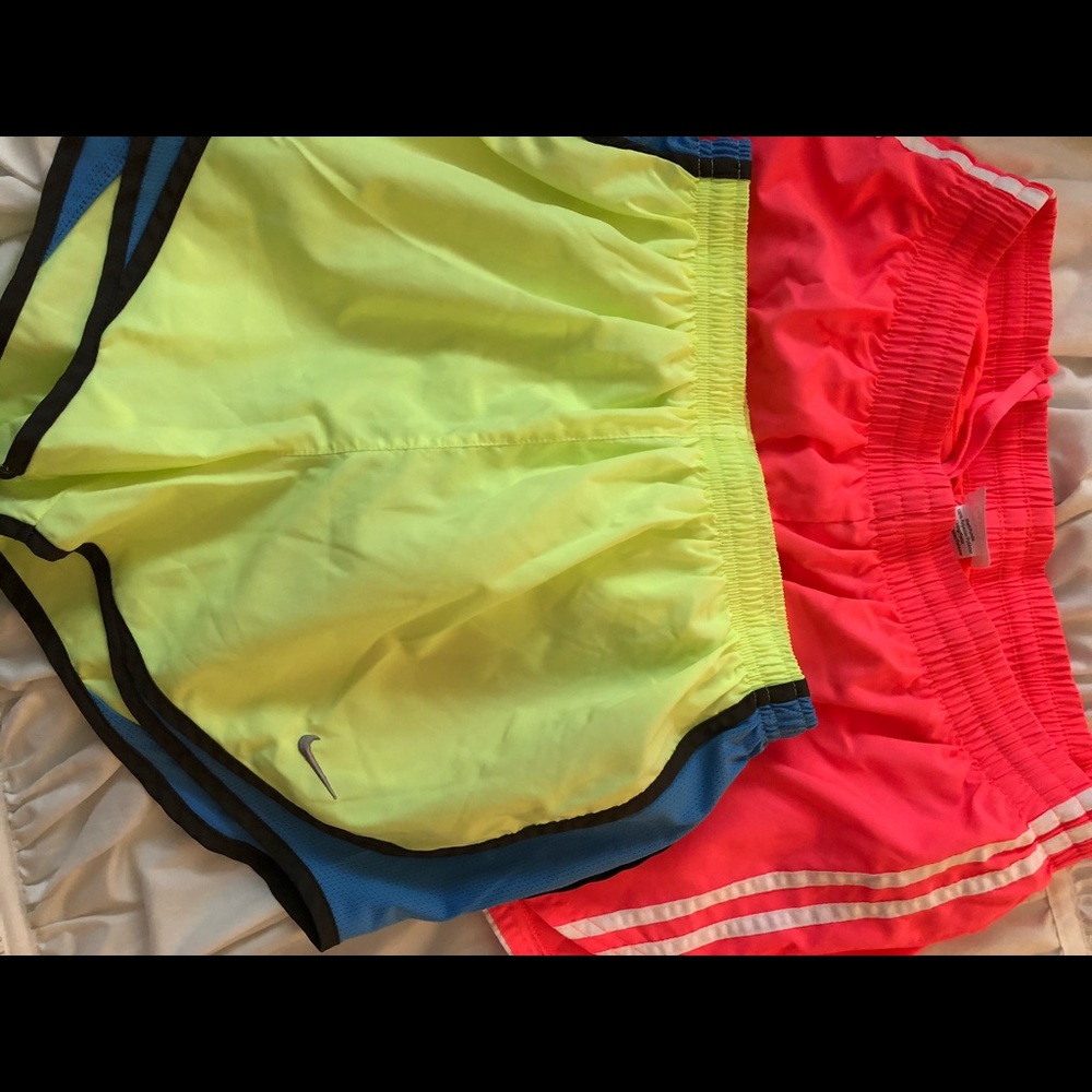 Three Nike Running and One Danskin Shorts NEON